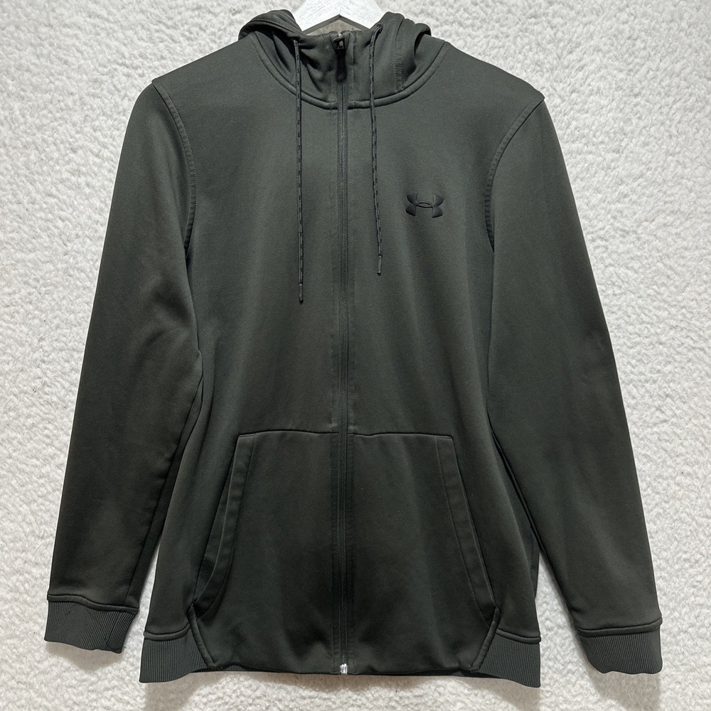 Under Armour Fleece Full-Zip Baroque Black S Long Sleeve Hoodie Pockets Logo‎
